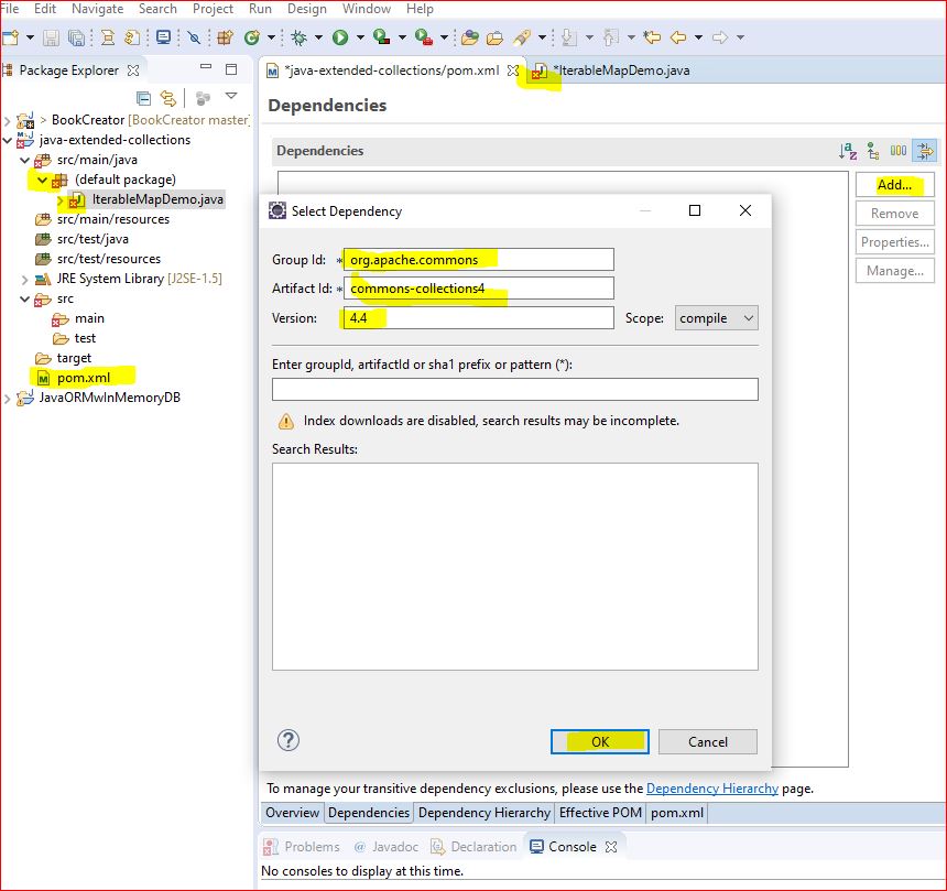 enter dependencies for maven in eclipse